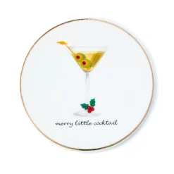 Coasters|Godinger Holiday Cheers Gold Rim Coaster Set