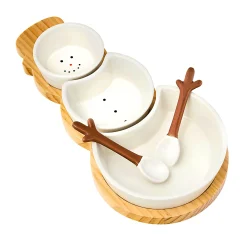 Serving Trays|Godinger Holiday Snowman Appetizer Server