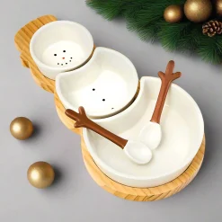 Serving Trays|Godinger Holiday Snowman Appetizer Server