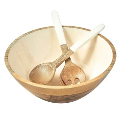 Salad Servers|Godinger Huck Wood & Enamel Salad Server Set