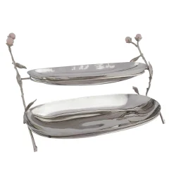 Specialty Serving|Godinger Hyaline Pink Two Tiered Serving Stand