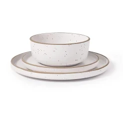 Everyday Dinnerware|Godinger Inwood White Speckled Stoneware 12 Piece Dinnerware Set, Service for 4