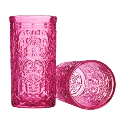Dof & Highball|Godinger Jax Hot Pink Highball, Set of 4