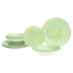 Everyday Dinnerware|Godinger Laura Green Porcelain 12 Piece Dinnerware Set, Service For 4