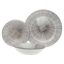 Everyday Dinnerware|Godinger Laura Grey Porcelain 12 Piece Dinnerware Set, Service For 4