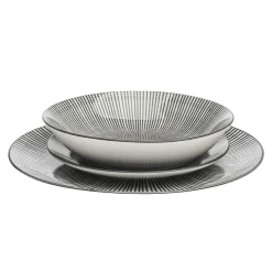 Everyday Dinnerware|Godinger Laura Grey Porcelain 12 Piece Dinnerware Set, Service For 4