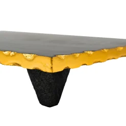 Challah Boards|Godinger Lavi Black Marble Gold Organic Edge Raised Challah Board