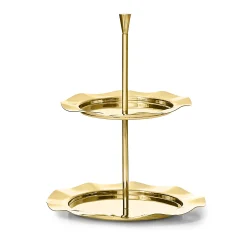 Specialty Serving|Godinger Lilliput Mirrored Gold 2 Tiered Serving Stand