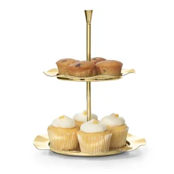 Specialty Serving|Godinger Lilliput Mirrored Gold 2 Tiered Serving Stand