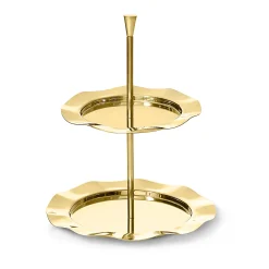 Specialty Serving|Godinger Lilliput Mirrored Gold 2 Tiered Serving Stand