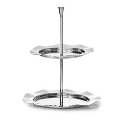 Specialty Serving|Godinger Lilliput Mirrored Stainless 2 Tiered Serving Stand