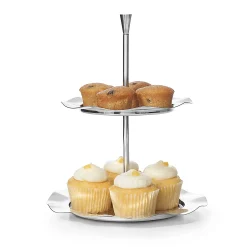 Specialty Serving|Godinger Lilliput Mirrored Stainless 2 Tiered Serving Stand