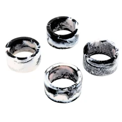 Napkin Rings|Godinger Lucente Black & White Resin Napkin Ring Set
