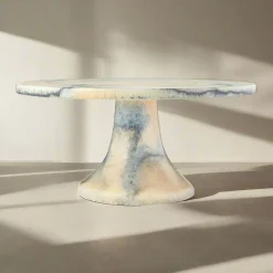 Cake Stands|Specialty Serving|Godinger Lucente Resin Matte Limestone Cake Stand