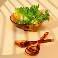 Serving Bowls|Godinger Lucente Tortoise Shell Resin Scalloped Salad Bowl