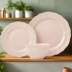 Everyday Dinnerware|Godinger Madison Blush Stoneware 12 Piece Dinnerware Set, Service for 4