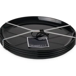 Outdoor Dinnerware|Godinger Marbella Black Stacking Melamine Dinner Plate, Set of 4