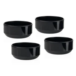 Outdoor Dinnerware|Godinger Marbella Black Stacking Melamine Cereal Bowl, Set of 4