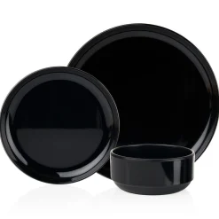 Outdoor Dinnerware|Godinger Marbella Black Stacking Melamine Cereal Bowl, Set of 4