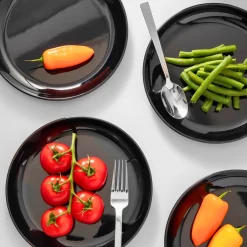 Outdoor Dinnerware|Godinger Marbella Black Stacking Melamine Salad Plate, Set of 4