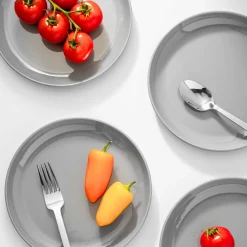 Outdoor Dinnerware|Godinger Marbella Grey Stacking Melamine Salad Plate, Set of 4