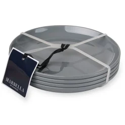 Outdoor Dinnerware|Godinger Marbella Grey Stacking Melamine Salad Plate, Set of 4