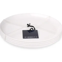 Outdoor Dinnerware|Godinger Marbella White Stacking Melamine Dinner Plate, Set of 4