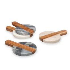 Coasters|Godinger Marble & Wood Paddleboard Coaster Set