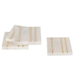 Coasters|Godinger Marble Square Inlay Coaster Set
