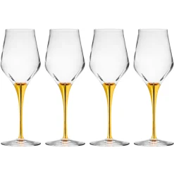 Wine & Champagne|Godinger Marcella Gold Stem White Wine, Set of 4