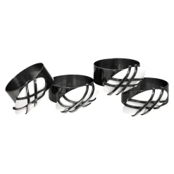 Napkin Rings|Godinger Midnight Pebble Napkin Ring Set