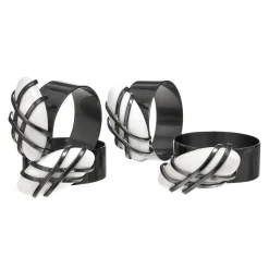 Napkin Rings|Godinger Midnight Pebble Napkin Ring Set