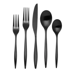 Flatware Sets|Godinger Milano Midnight 18/10 Stainless Steel 20 Piece Flatware Set, Service For 4