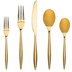 Flatware Sets|Godinger Milano Mirrored Gold 18/10 Stainless Steel 20 Piece Flatware Set, Service For 4