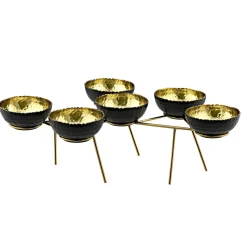 Specialty Serving|Godinger Munro Black & Gold Hammered Appetizer Server