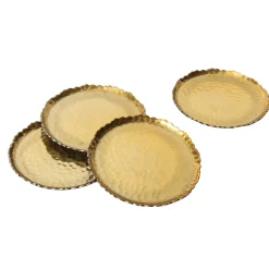 Coasters|Godinger Munro Black and Gold Hammered Coaster Set