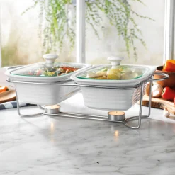 Specialty Serving|Godinger Natura Double Baker with Stand