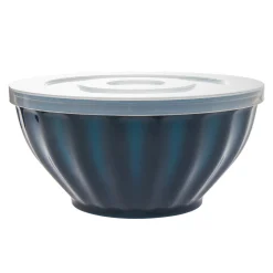 Kitchen Storage|Godinger Navy Fluted 3 Piece Storage Bowl Set