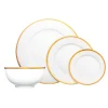 Fine Dinnerware|Godinger Nola Bone China Gold Rim 16 Piece Dinnerware Set, Service for 4