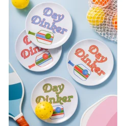 Outdoor Dinnerware|Godinger Pickle Ball Melamine Appetizer Plate, Set of 4