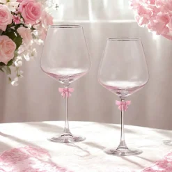 Wine & Champagne|Godinger Pink Bow White Wine, Set of 2