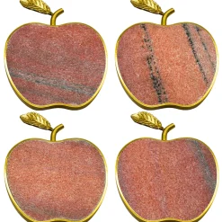 Coasters|Godinger Pink Marble Apple Coaster Set