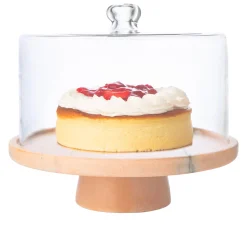 Cake Stands|Godinger Pink Marble Footed Cake Stand With Dome