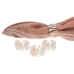 Napkin Rings|Godinger Pink Terrazo Glass Napkin Ring Set