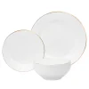 Fine Dinnerware|Godinger Pique Gold Rim Porcelain 18 Piece Dinnerware Set, Service For 6