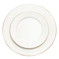 Fine Dinnerware|Godinger Pique Gold Rim Porcelain 18 Piece Dinnerware Set, Service For 6