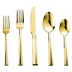 Flatware Sets|Godinger Plait Mirror Gold 18/0 Stainless Steel 20 Piece Flatware Set, Service For 4