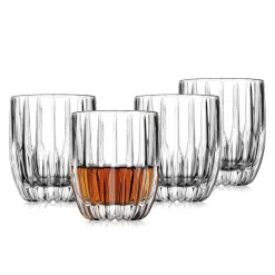 Dof & Highball|Godinger Pleat Double Old Fashion Glass, Set of 4