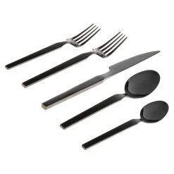 Flatware Sets|Godinger Podium Mirrored Black 18/10 Stainless Steel 20 Piece Flatware Set, Service For 4