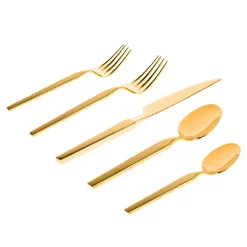Flatware Sets|Godinger Podium Mirrored Gold 18/10 Stainless Steel 20 Piece Flatware Set, Service For 4